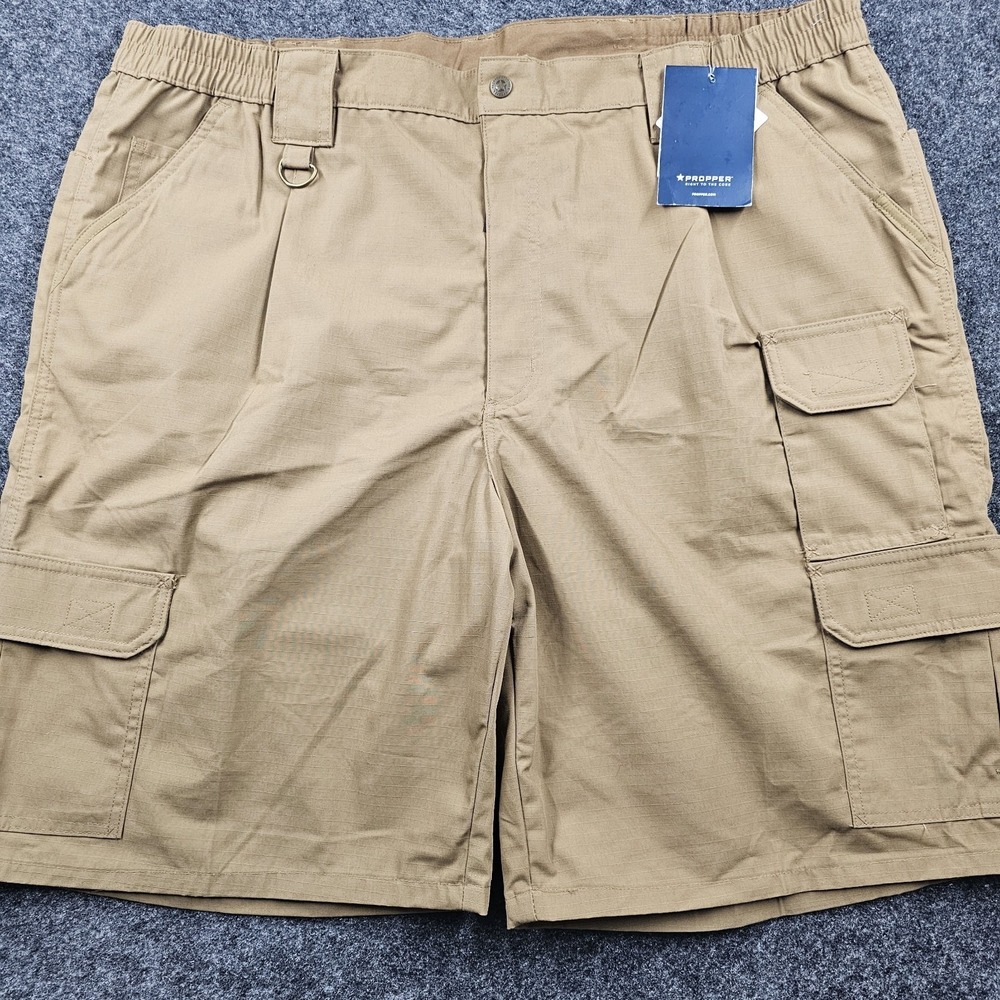 Propper Tactical Cargo Shorts Mens 44 Khaki Ripstop Teflon Shield+ DWR NWT